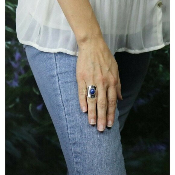 Lapis Lazuli Sterling Silver Ring Size 5 1/2 - Picture 3 of 6